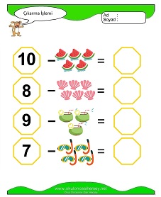 Çıkarma İşlemi Çalışma Sayfaları